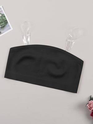 Sexy seamless letter shoulder strap tube top non - slip strip gathered outside wear European and American anti - light beautiful back inner underwear women - Negative Apparel