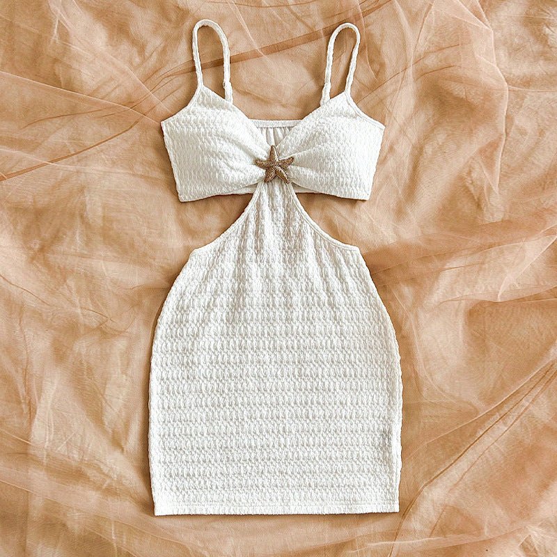 sexy suspender dress 2025 summer beach dress backless slim mid - length dress women - Negative Apparel