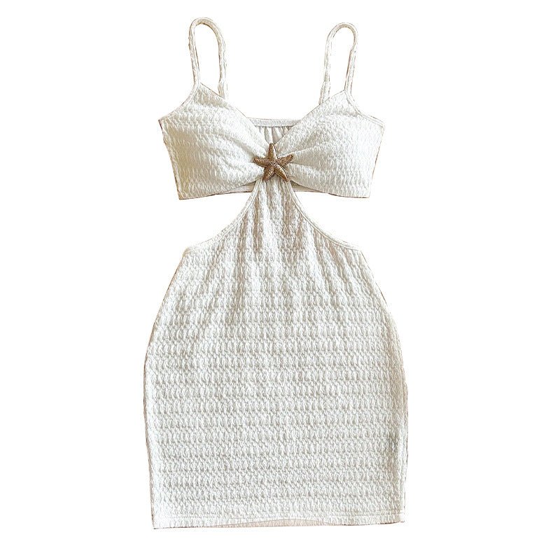 sexy suspender dress 2025 summer beach dress backless slim mid - length dress women - Negative Apparel