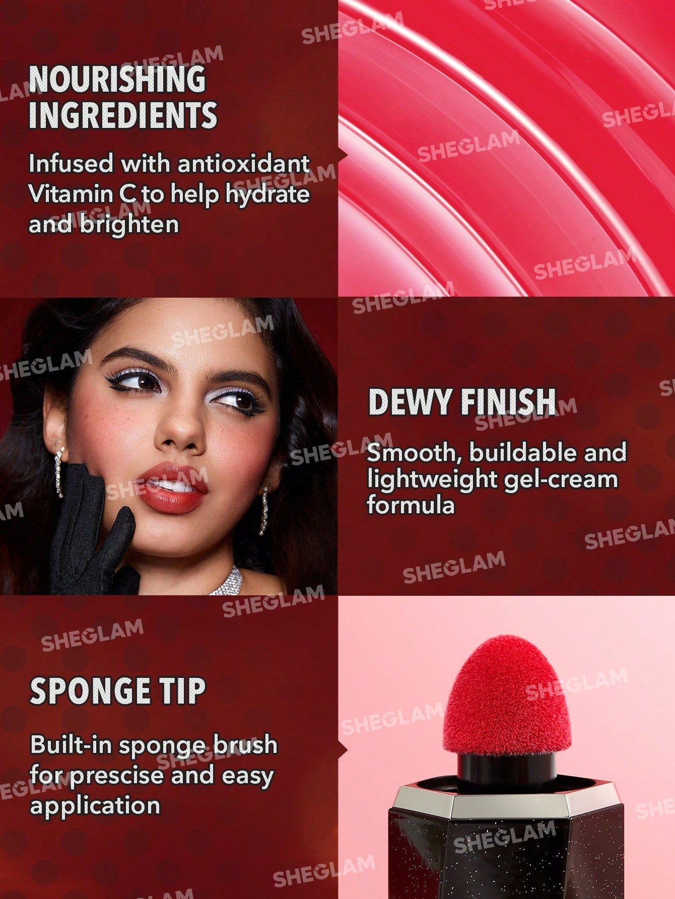 SHEGLAM Color Bloom Dewy Liquid Blush-Hollywood Liquid Blush Liquid Waterproof Long Lasting High Pigment Non-Fading Natural Lasting Glow Lightweight Face Makeup - Negative Apparel
