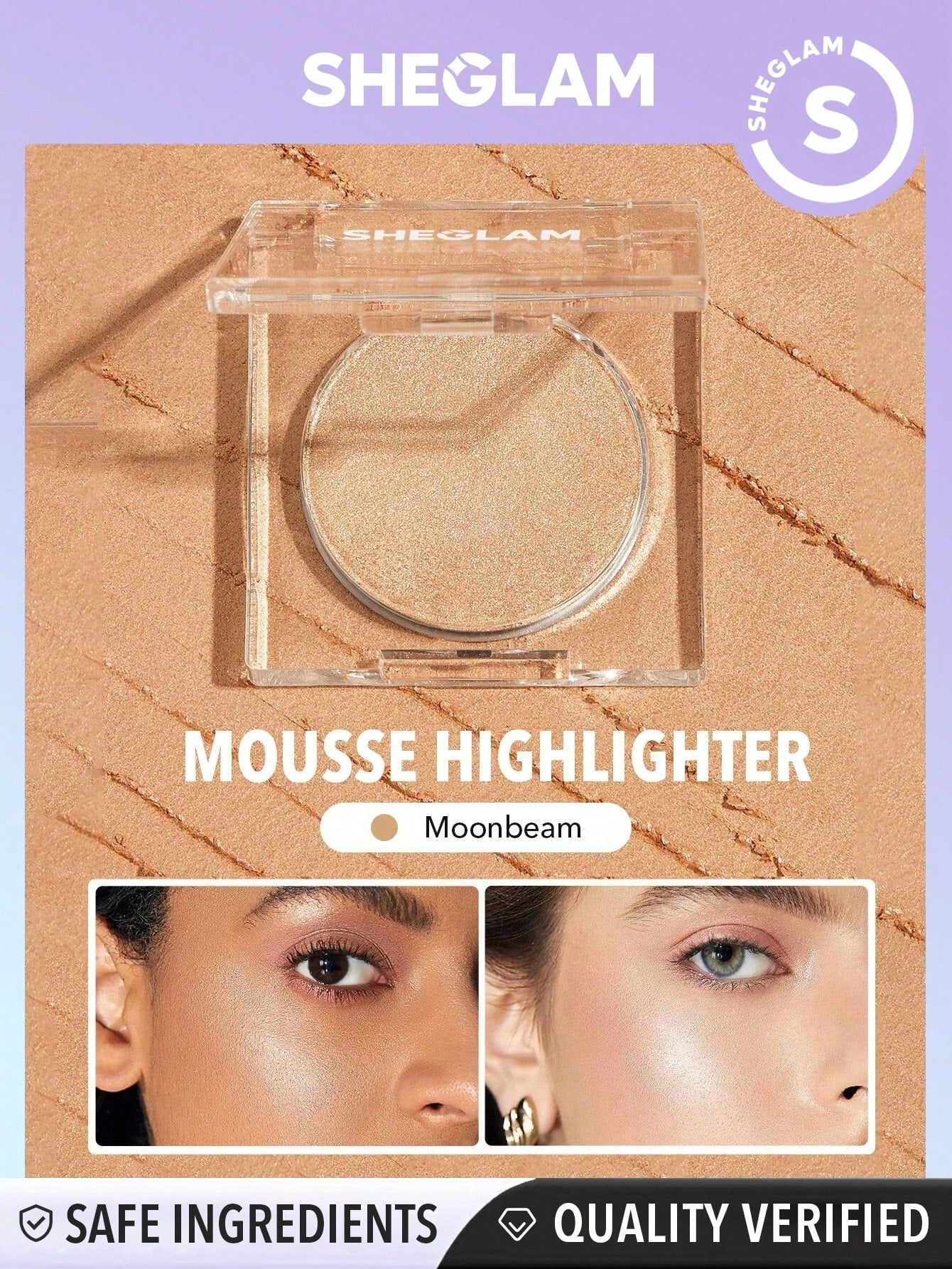 SHEGLAM Cosmic Crystal Mousse Highlighter - Powder Highlighter Shimmer Long Wear Brightening Non-Caking Glow Highlighter Black Friday Winter Gifts Highlighter - Negative Apparel