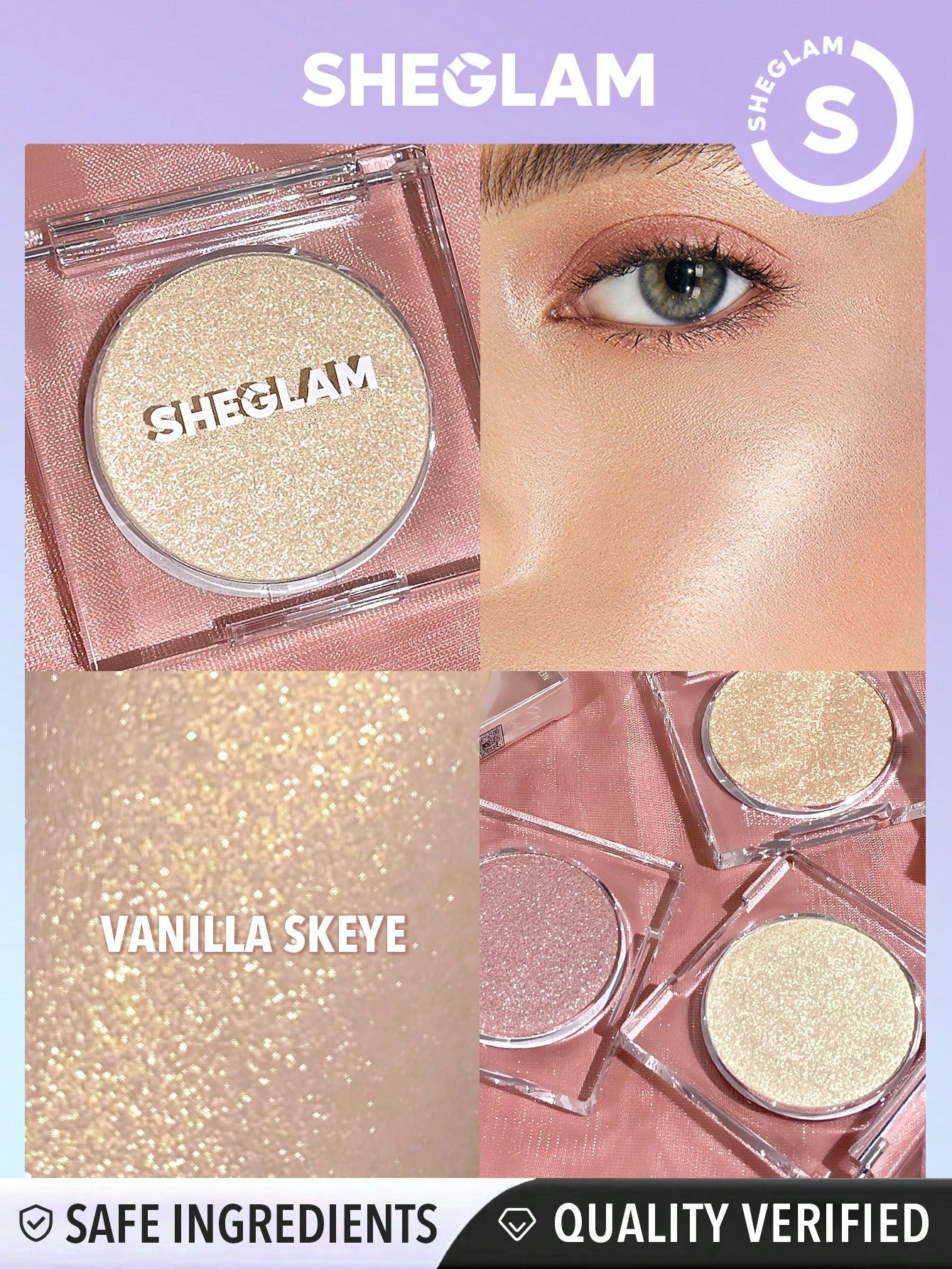 SHEGLAM Cosmic Crystal Mousse Highlighter - Powder Highlighter Shimmer Long Wear Brightening Non-Caking Glow Highlighter Black Friday Winter Gifts Highlighter - Negative Apparel