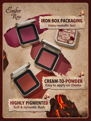 SHEGLAM Ember Rose Eternal Flame Cream, Blush-Cream-To-Powder Blush Palette Highly Pigmented Non-Fading Long Lasting Natural Easy To Use Blush Box - Negative Apparel
