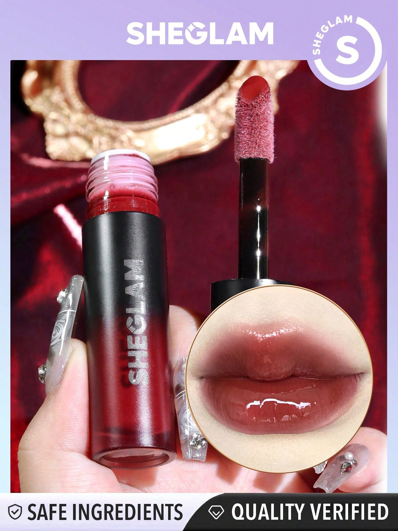SHEGLAM Ember Rose Immortal Love Nourishing Lip Gloss - Pink Liquid Lipstick High Shine Finish Ultra Moisturizing Lip Glaze Luminous Shine Non-Sticky Li Makeup - Negative Apparel