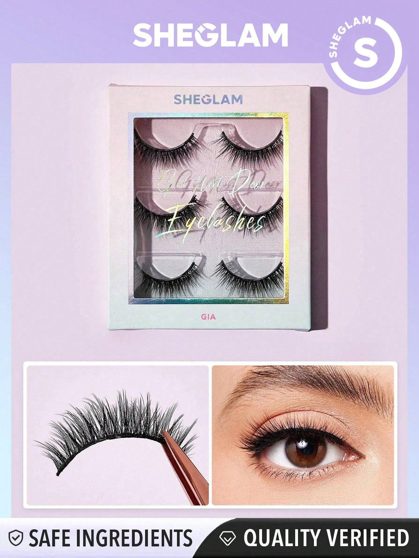 SHEGLAM Girl Next Door Natural False Eyelashes-Gia 3 Pairs Volume Manga Lashes Lightweight Comfortable Tapered Fuller Longer Thicker False Eyelashes DIY Eyelash Extension Fake Eyelashes Y2K Party Eyelashes - Negative Apparel