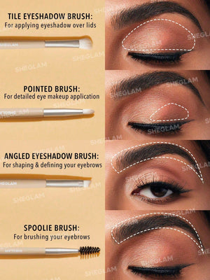 SHEGLAM Glam 101 Eye Essentials Brush Set With Bag - Negative Apparel