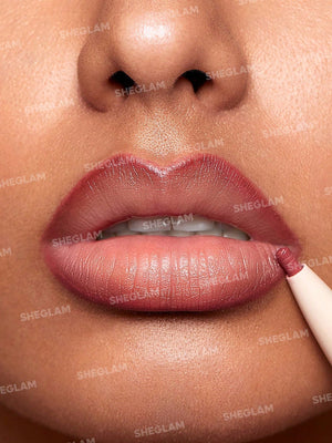 SHEGLAM Glam 101 Lipstick & Liner Duo-Soft Chai 2-In-1 Matte Dual-Ended Lip Liner Lipstick Pencil Highly Pigmented Long Lasting Smooth Easy To Wear Lip Makeup Black Friday Winter Pink Brown Lip Liner - Negative Apparel