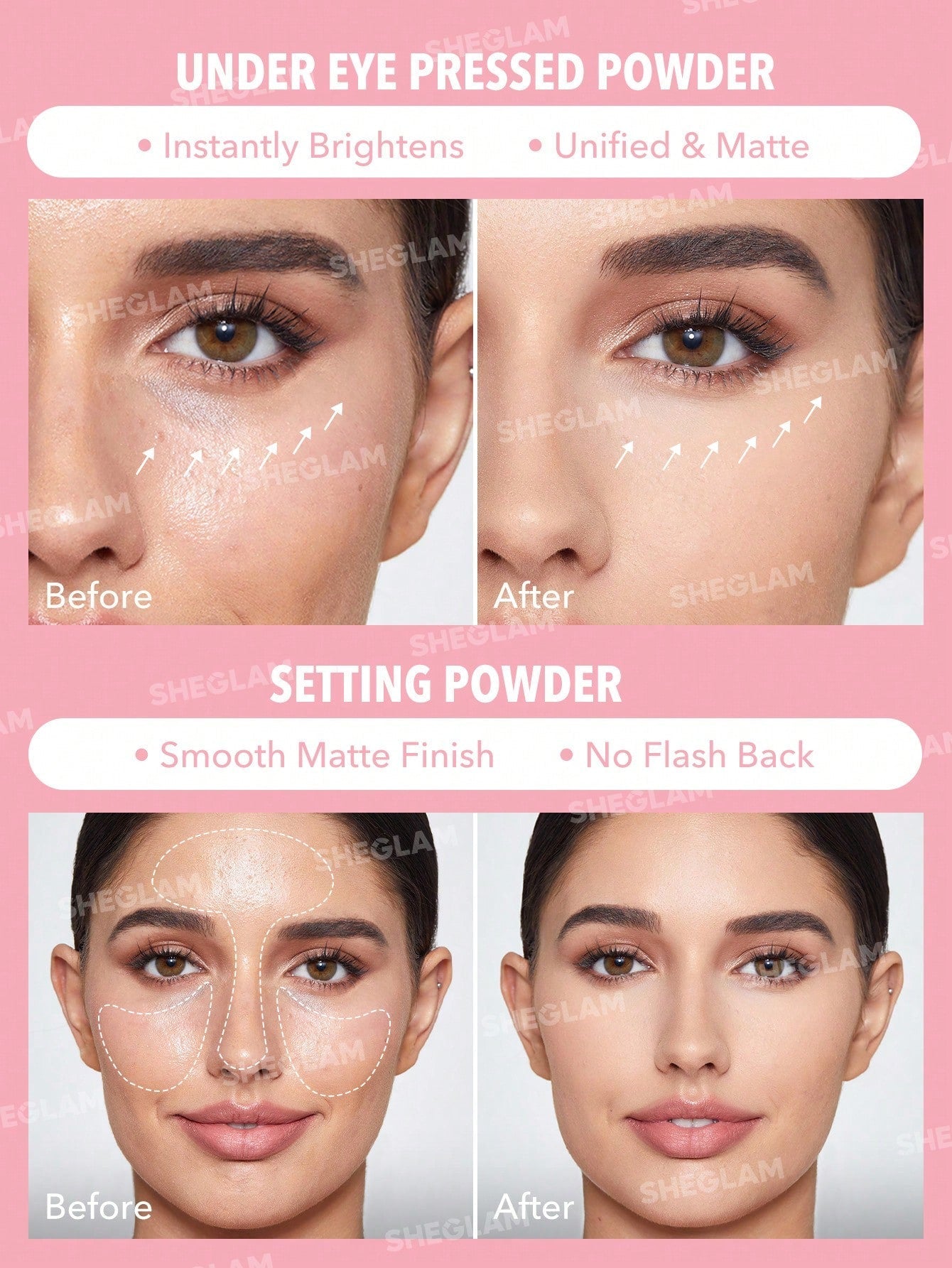 SHEGLAM Insta-Ready Face & Under Eye Setting Powder Duo-Bubblegum 2 In 1 - Negative Apparel
