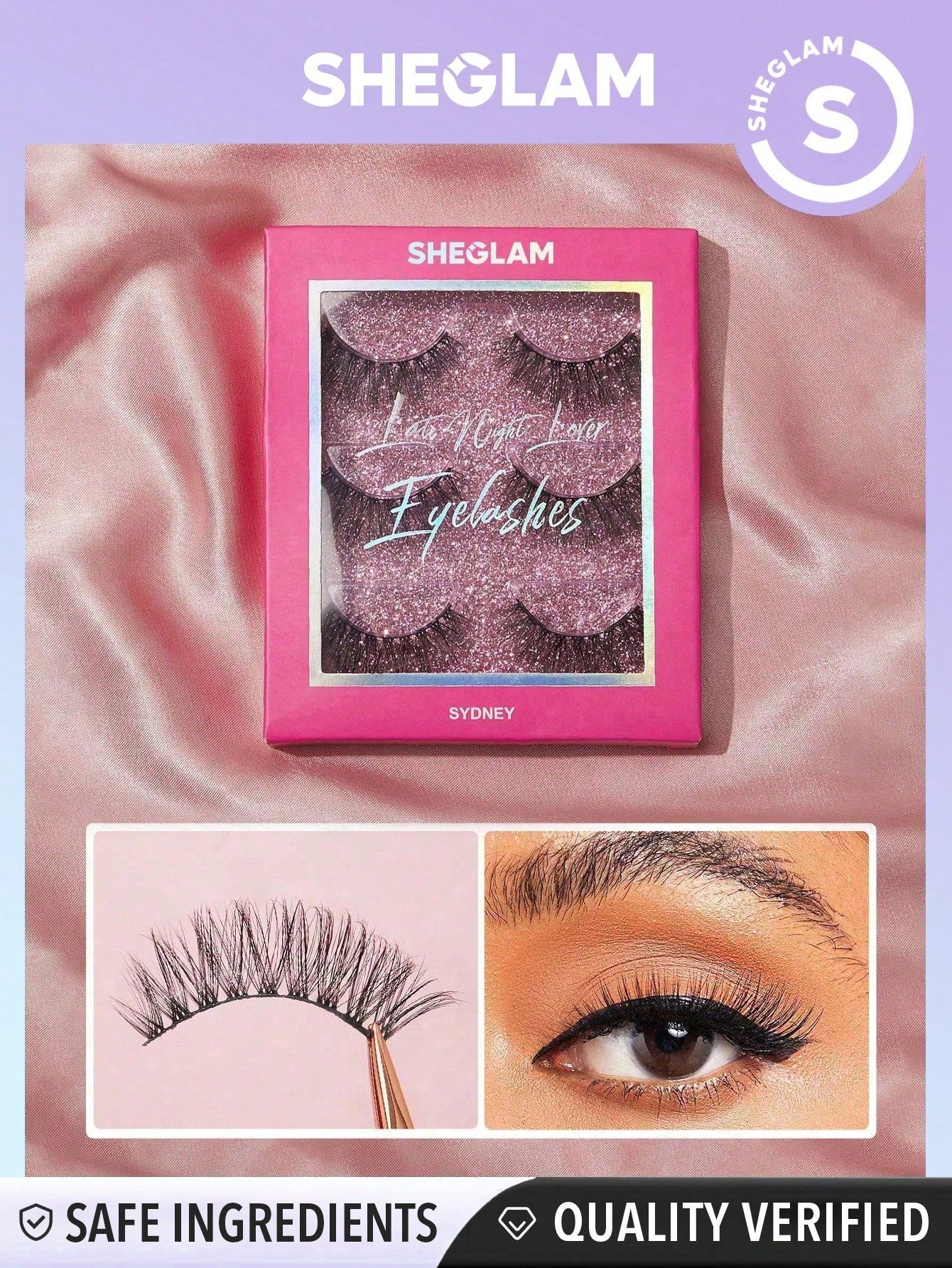 SHEGLAM Late Night Lover Full Volume False Eyelashes-Sydney 3 Pairs Lightweight Comfortable Tapered Natural Fuller Longer Thicker Fake False Eyelashes DIY Eyelash Extension Fake Eyelashes Black Friday Party False Eyelashes - Negative Apparel