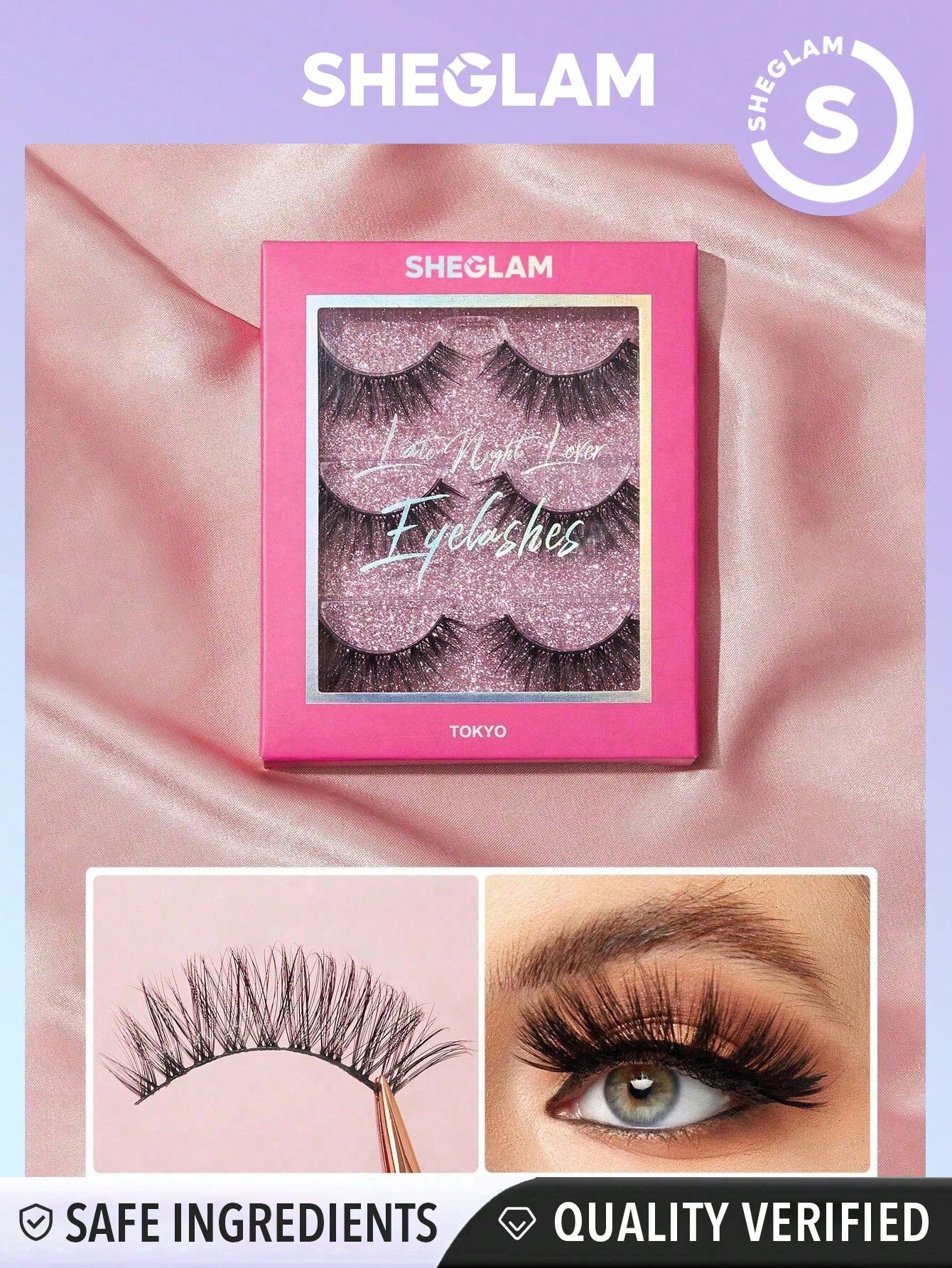 SHEGLAM Late Night Lover Full Volume False Eyelashes-Tokyo 3 Pairs Lightweight Comfortable Tapered Natural Fuller Longer Thicker Fake False Eyelashes DIY Eyelash Extension Eyelashes Black Friday Party False Eyelashes - Negative Apparel