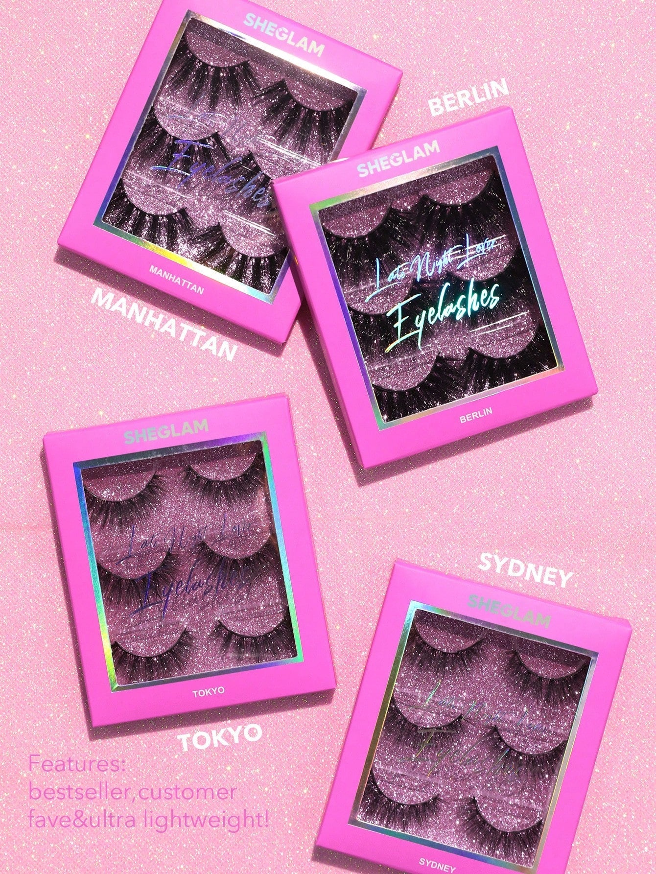 SHEGLAM Late Night Lover Full Volume False Eyelashes-Tokyo 3 Pairs Lightweight Comfortable Tapered Natural Fuller Longer Thicker Fake False Eyelashes DIY Eyelash Extension Eyelashes Black Friday Party False Eyelashes - Negative Apparel