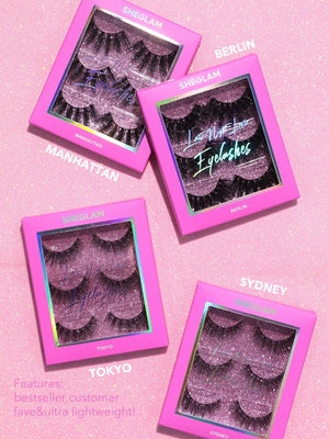 SHEGLAM Late Night Lover Full Volume False Eyelashes-Tokyo 3 Pairs Lightweight Comfortable Tapered Natural Fuller Longer Thicker Fake False Eyelashes DIY Eyelash Extension Eyelashes Black Friday Party False Eyelashes - Negative Apparel
