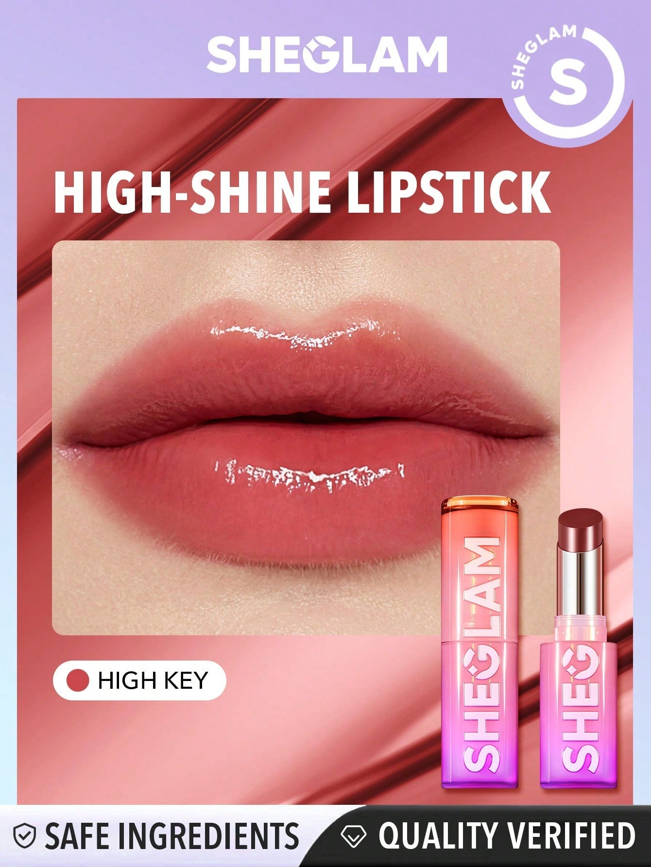 SHEGLAM Mirror Kiss High-Shine Lipstick-High Key - Negative Apparel