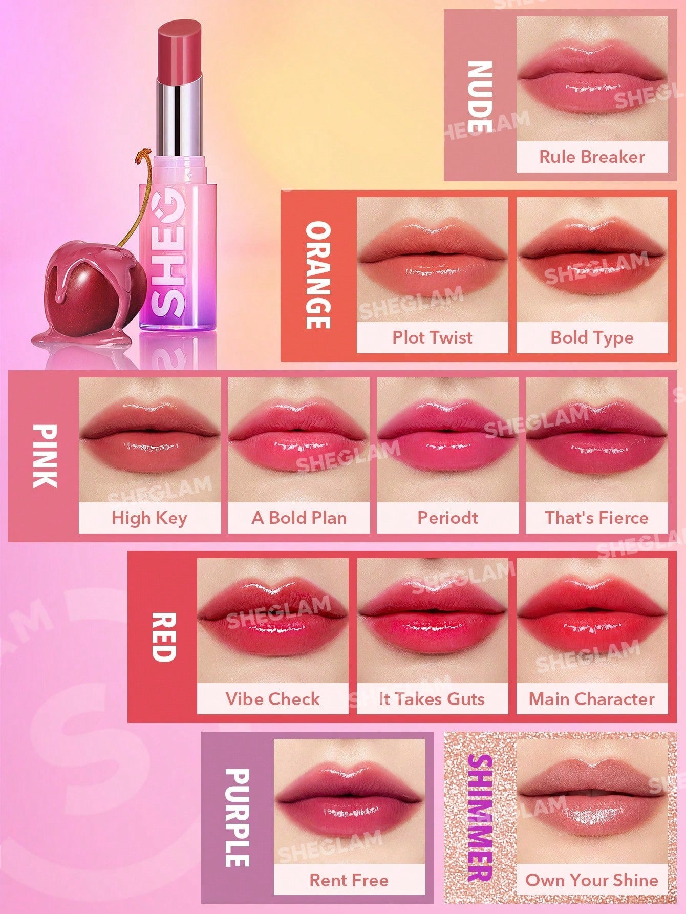 SHEGLAM Mirror Kiss High-Shine Lipstick-High Key - Negative Apparel