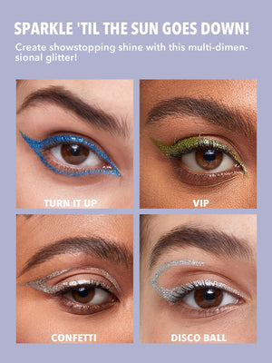 SHEGLAM Party Glitter Liner-Disco Ball Liquid Eyeshadow Gel Silver High Shine Long Lasting Highly Pigmented Long Wear Liquid Liner - Negative Apparel