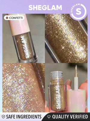 SHEGLAM Party Glitter Liner-Disco Ball Liquid Eyeshadow Gel Silver High Shine Long Lasting Highly Pigmented Long Wear Liquid Liner - Negative Apparel