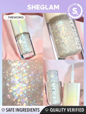 SHEGLAM Party Glitter Liner-Disco Ball Liquid Eyeshadow Gel Silver High Shine Long Lasting Highly Pigmented Long Wear Liquid Liner - Negative Apparel