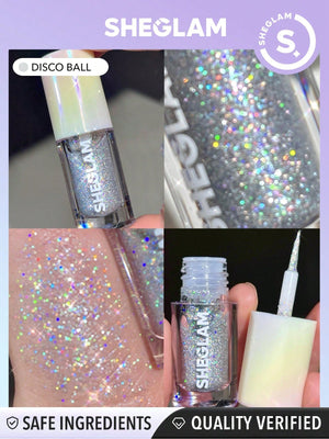SHEGLAM Party Glitter Liner-Disco Ball Liquid Eyeshadow Gel Silver High Shine Long Lasting Highly Pigmented Long Wear Liquid Liner - Negative Apparel