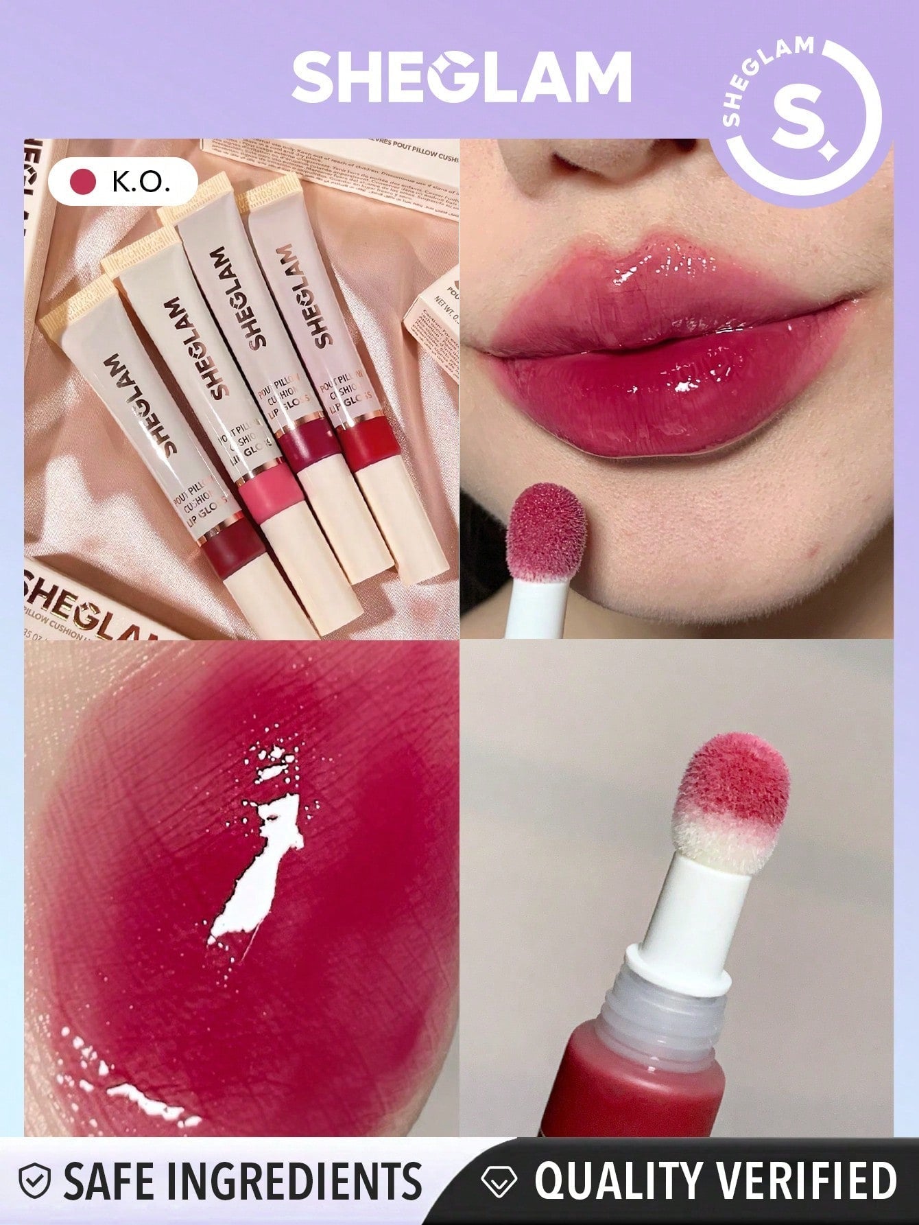 SHEGLAM Pout Pillow Cushion Lip Gloss -Color K.O. - Negative Apparel