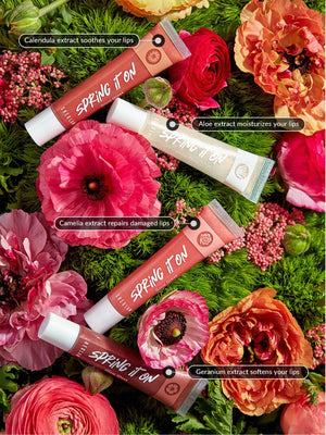 SHEGLAM Power Bouquet Lip Gloss -Power Petals Shiny Tinted Moisturizing Lip Gloss Plumping Non-Sticky Lip Oil Repairing Cherry Blossom Extract Lip Care - Negative Apparel