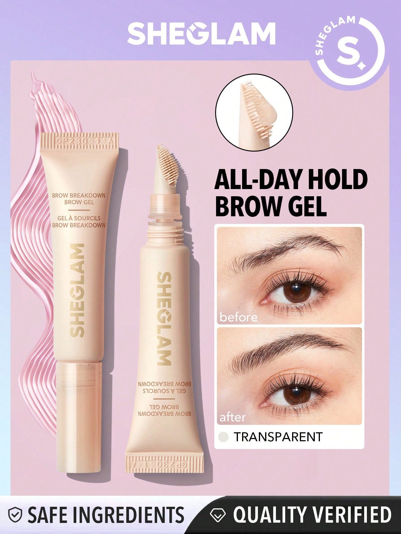 SHEGLAM Set Me Up Brow Hold-Crystal Clear Waterproof Eyebrow Gel - Negative Apparel