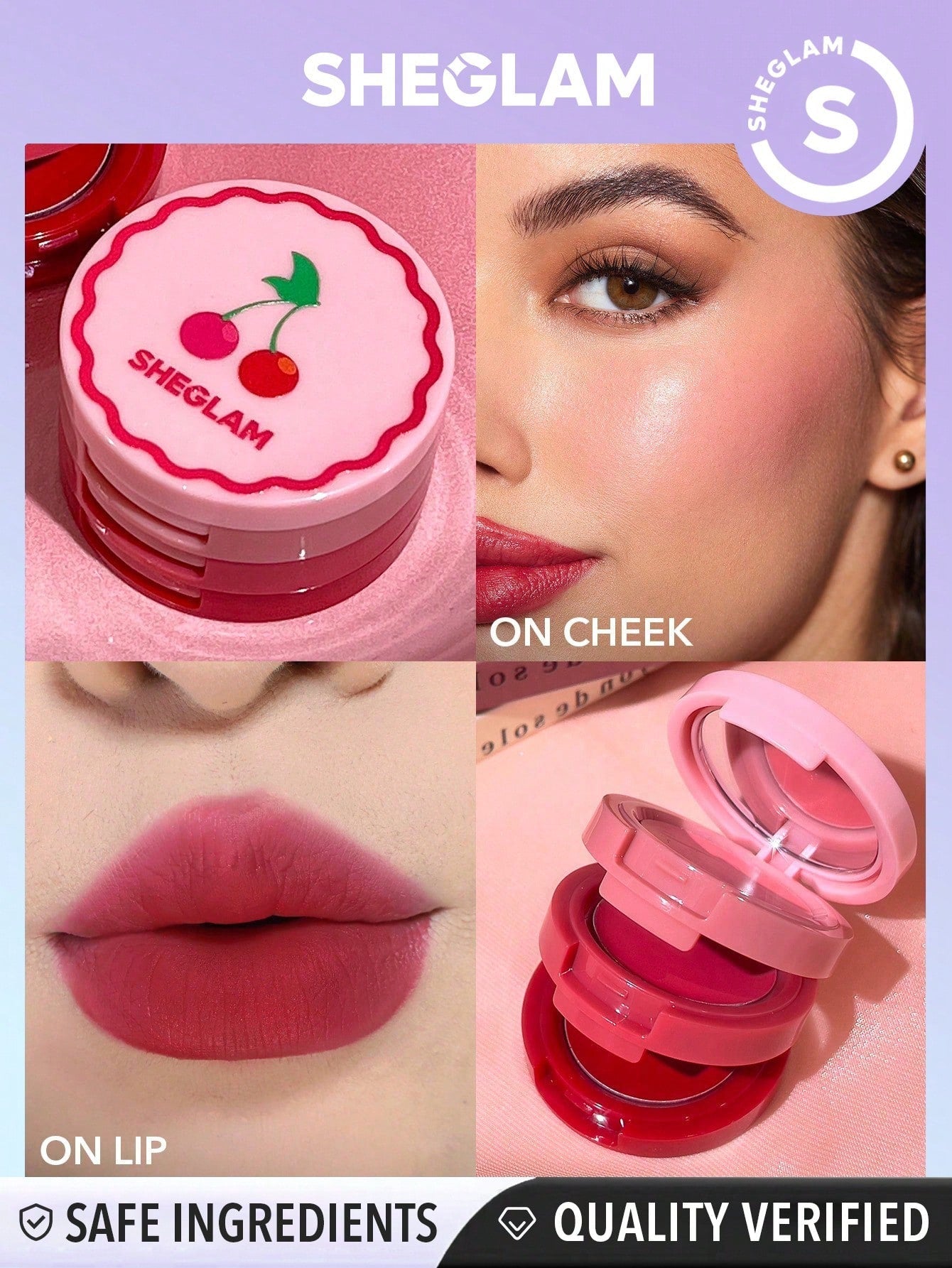 SHEGLAM Very Cherry Cheek & Lip Cream Stack - Negative Apparel