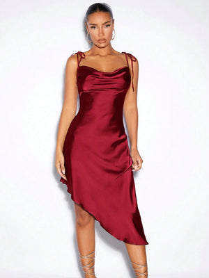 SHEIN BAE Cowl Neck Asymmetrical Hem Cami Dress FD - Negative Apparel