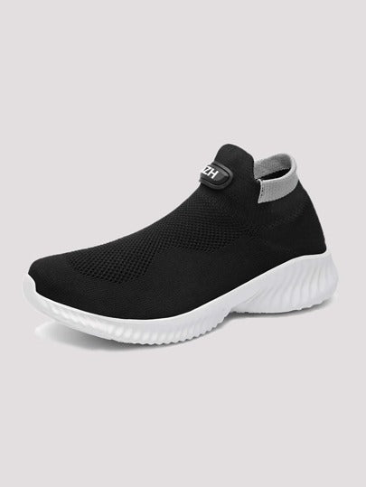 SHEIN Breathable Contrast Panel Slip-on Sneakers, Sporty Outdoor Fabric Running Shoes - Negative Apparel