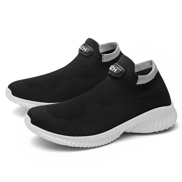 SHEIN Breathable Contrast Panel Slip-on Sneakers, Sporty Outdoor Fabric Running Shoes - Negative Apparel