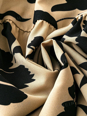 SHEIN Clasi Plus Floral Print Overlap Collar Dress - Negative Apparel