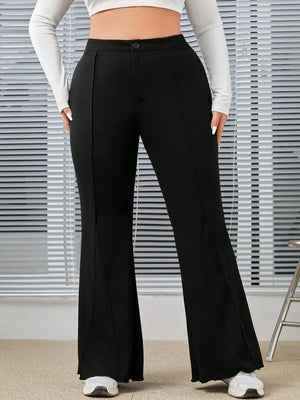 SHEIN EZwear Plus High Waist Flare Leg Pants - Negative Apparel