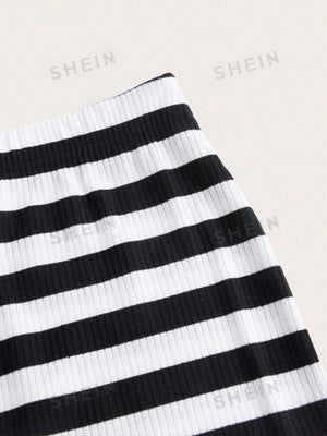 SHEIN EZwear Striped Tank Top & Skirt - Negative Apparel
