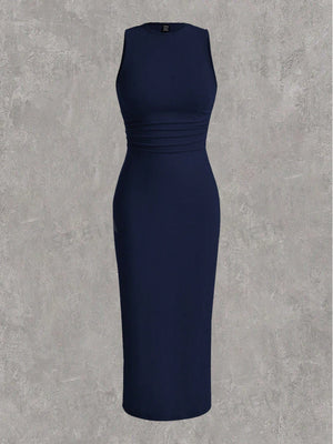 SHEIN EZwear Women's Plus Size Solid Knit Bodycon Dress - Negative Apparel