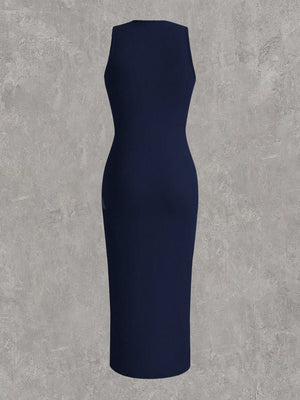 SHEIN EZwear Women's Plus Size Solid Knit Bodycon Dress - Negative Apparel