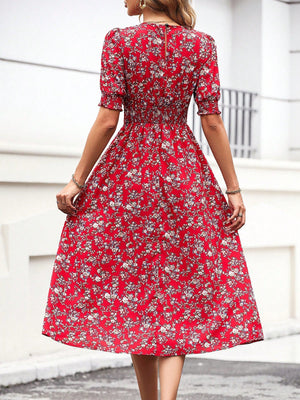 SHEIN Floral Print Puff Sleeve Dress - Negative Apparel