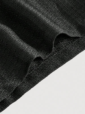 SHEIN MOD Women's Pleated Loose Solid Color Tweed Elegant Wide Leg Pants In Fall/Winter - Negative Apparel