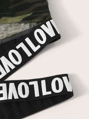 SHEIN Mulvari Love Graphic Camo Print Crop Top - Negative Apparel