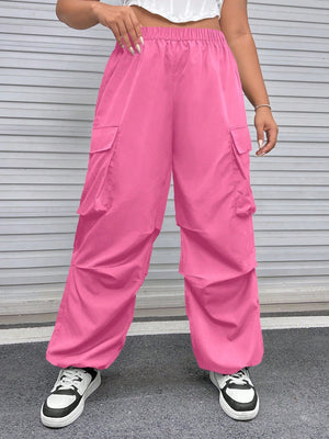 SHEIN Plus Flap Pocket Side Cargo Pants - Negative Apparel