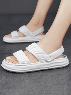 SHEIN Ruched Detail Casual Sandals - Negative Apparel