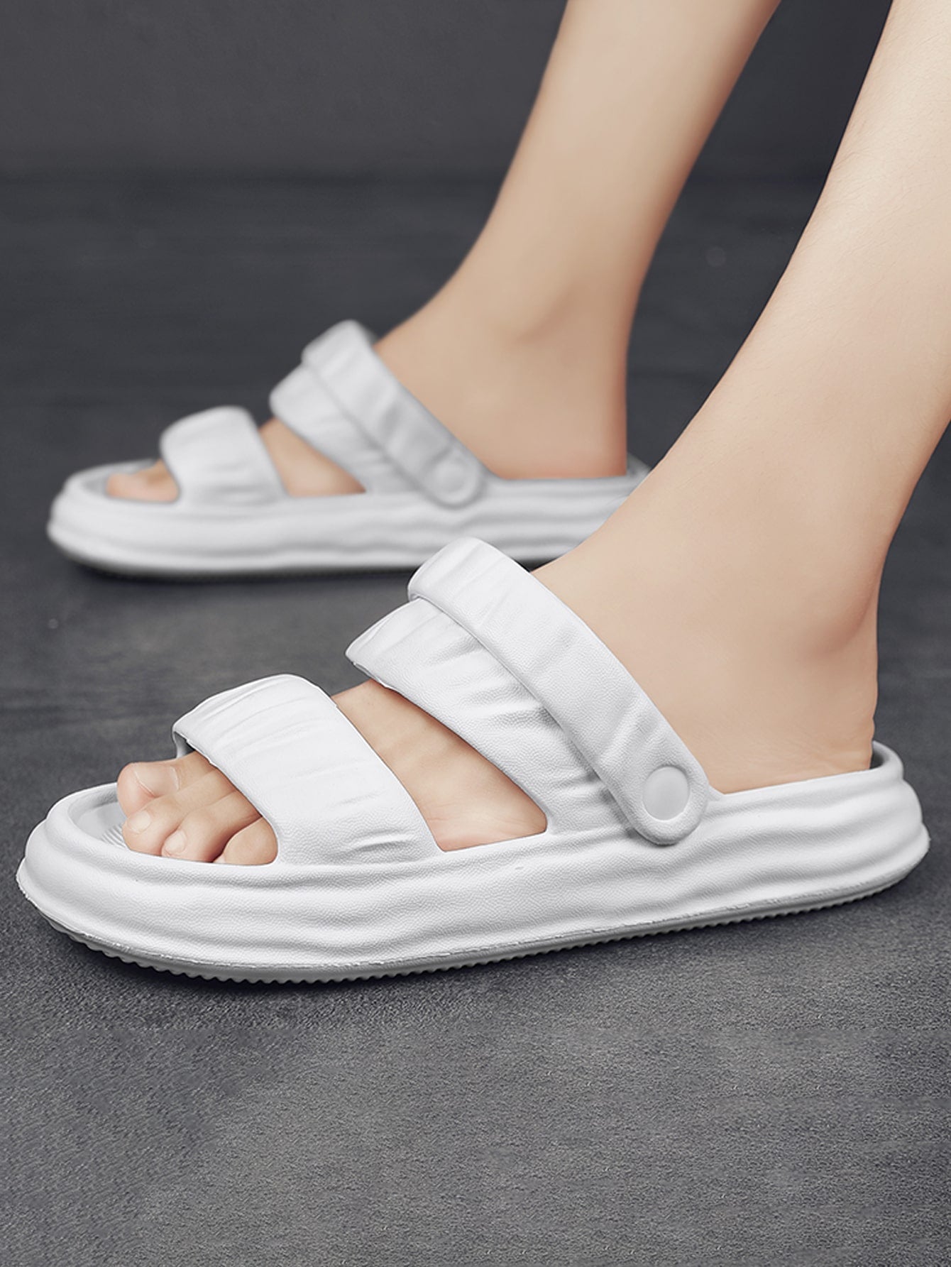 SHEIN Ruched Detail Casual Sandals - Negative Apparel