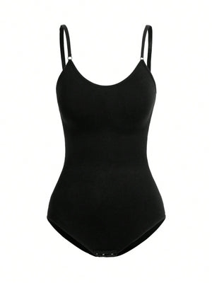 SHEIN SHAPE Solid Shapewear Bodysuit - Negative Apparel