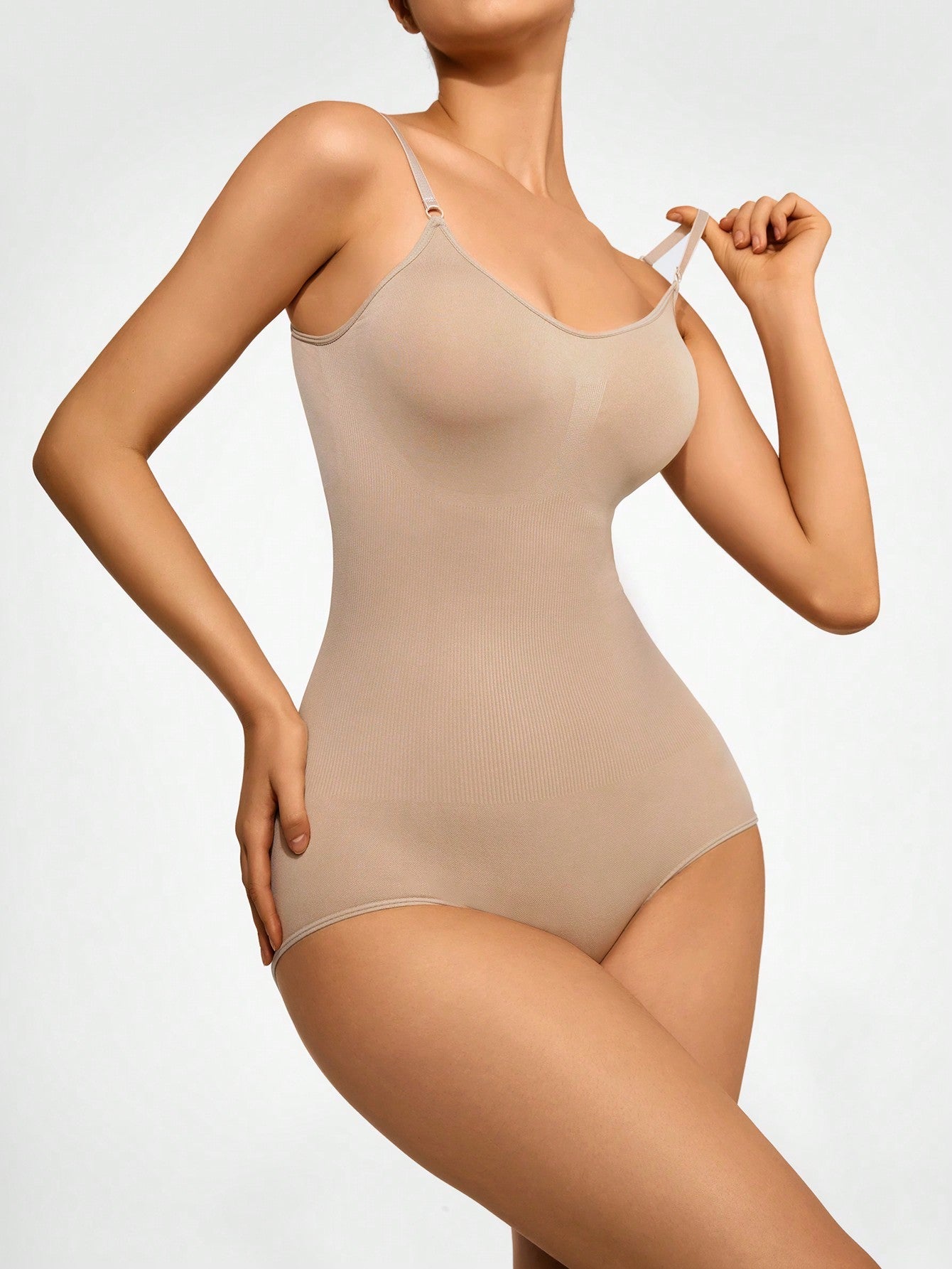 SHEIN SHAPE Solid Shapewear Bodysuit - Negative Apparel