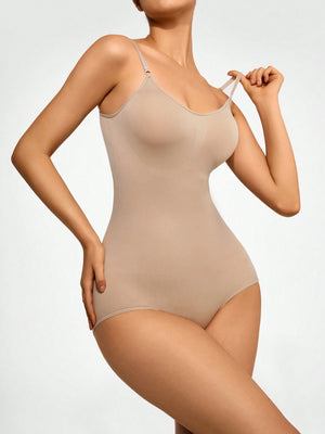 SHEIN SHAPE Solid Shapewear Bodysuit - Negative Apparel