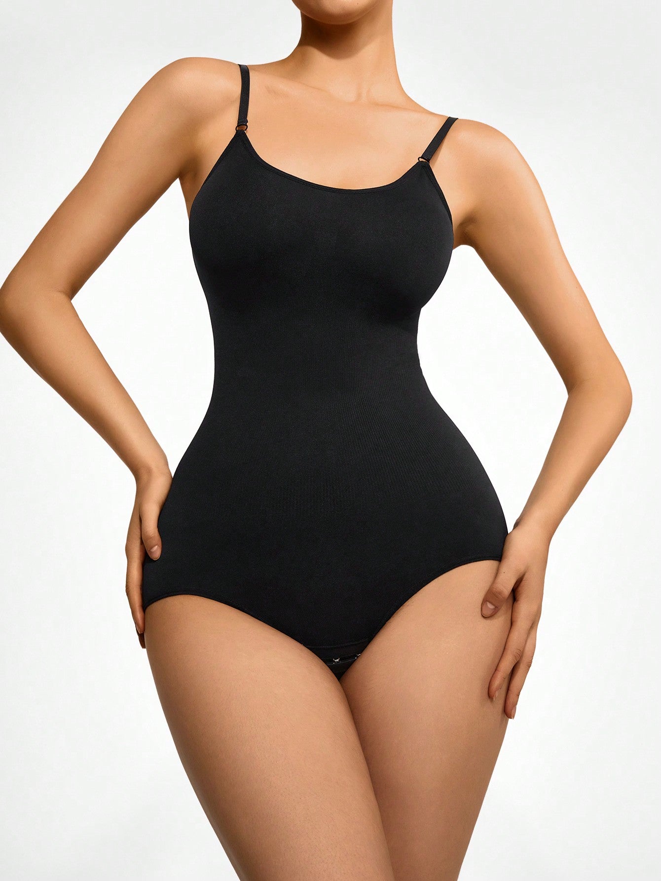 SHEIN SHAPE Solid Shapewear Bodysuit - Negative Apparel
