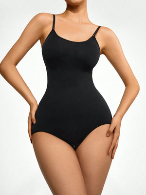 SHEIN SHAPE Solid Shapewear Bodysuit - Negative Apparel