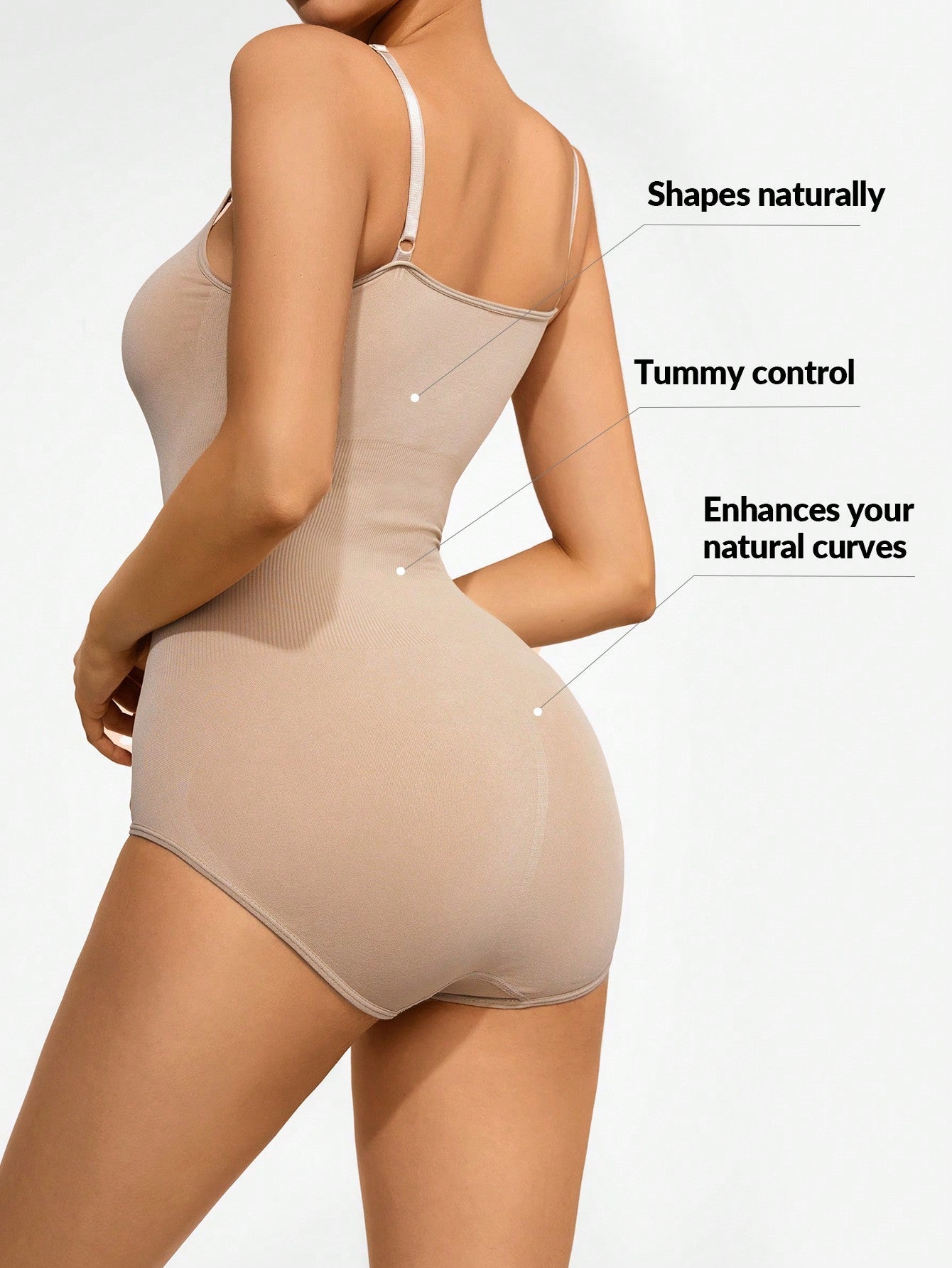 SHEIN SHAPE Solid Shapewear Bodysuit - Negative Apparel