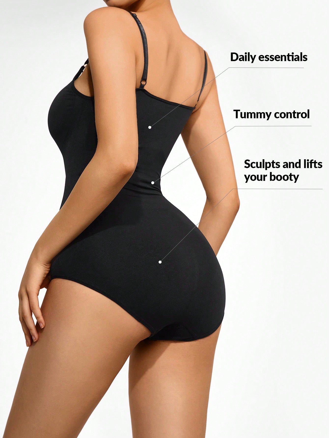 SHEIN SHAPE Solid Shapewear Bodysuit - Negative Apparel