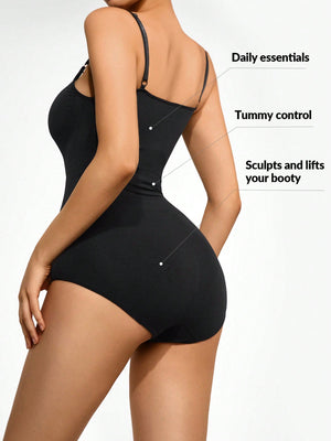 SHEIN SHAPE Solid Shapewear Bodysuit - Negative Apparel