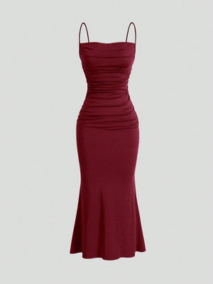 SHEIN Solid Ruched Cami Dress - Negative Apparel