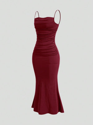 SHEIN Solid Ruched Cami Dress - Negative Apparel